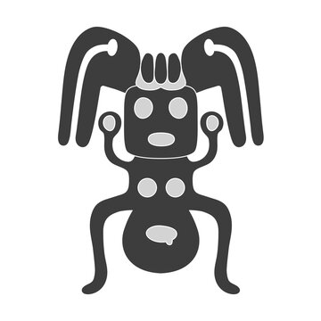 Alien - paraphrase of the geoglyph of the humanoid from Nazca on transparent background