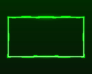 Futuristic interface green neon stream overlay glowing screen border frame template