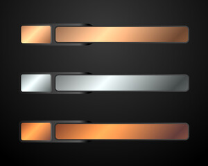 Abstract gold, silver and bronze lower third banner buttons for video screen title