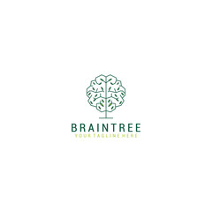 Nature brain tech logo design vector