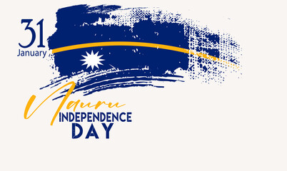 Happy independence day of Nauru. Watercolor brush stroke flag background.