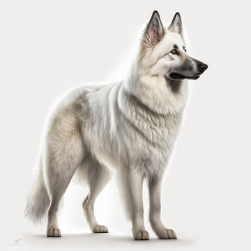 Berger Blanc Suisse full body image with white background ultra realistic




