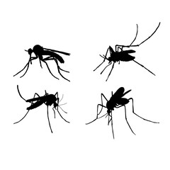 Set of silhouettes of insects mosquitoes vector design