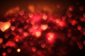Shiny hearts bokeh light Valentine's day background. Valentines day concept. Generative AI