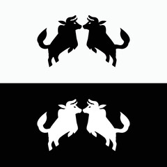 Bull animal vector logo design . icon logo . silhouette logo 