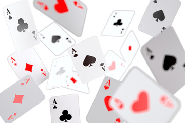 3d ilustration of poker cards floating