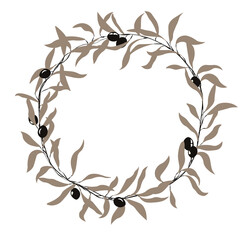 olive branch frame of  leaves on PNG White transparent background wallpaper background. Stock vector illustration 01