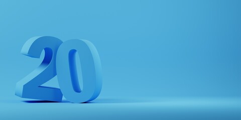 3D render of No 20 on blue background