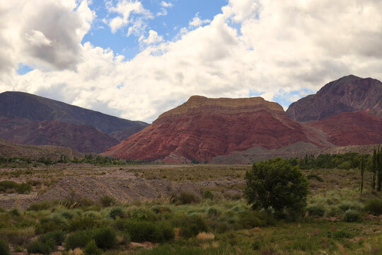 The colorful mountain Pollera Coya in the province of Jujuy, Argentina