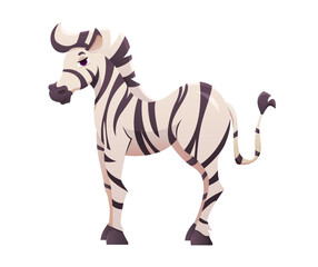 Fototapeta na wymiar Zebra. Cute Cartoon Character Isolated on a White background. Vector illustration.