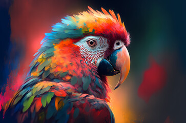 fantasy abstract portrait parrot with a colorful, generative ai