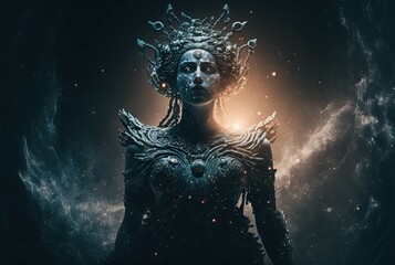 Fototapeta na wymiar Darkness Embodying a Greek Goddess. Generative AI. 