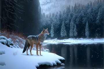 animals in winter nature wolf