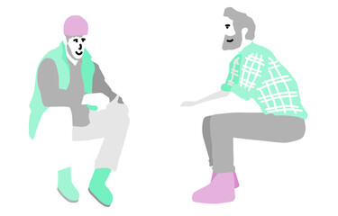 座る人物セット　秋冬
