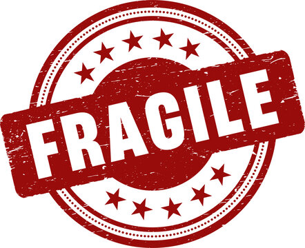 Fragile grunge rubber stamp vector illustration.