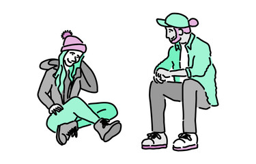 座る人物セット　秋冬
