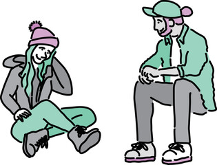 座る人物セット　秋冬
