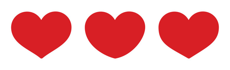 symbol of three red hearts of different shapes