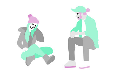 座る人物セット　秋冬
