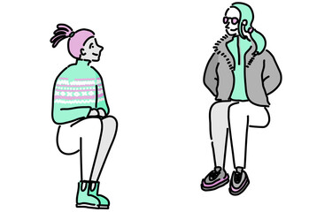 座る人物セット　秋冬
