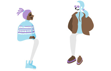 座る人物セット　秋冬
