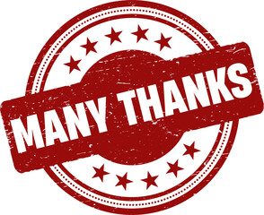Many Thanks grunge rubber stamp vector illustration.