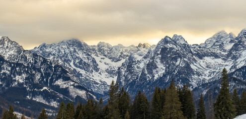 Tatra Mountains - view from Rusinowa Polana. Winter view of High Tatra Mountains seen from Rusinowa Polana. mountain winter landscape tatry in Poland © daily_creativity