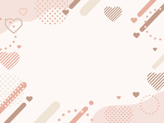 くすみ ピンク　ハート　バレンタイン　ポップ 　フレーム　背景