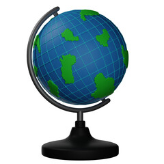 3d illustration world map globe