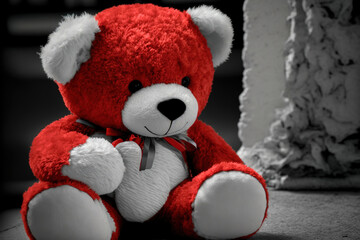 teddy bear in red and white color