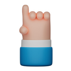 3d illustration attention raise hand gesture sign