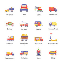 Pack of Conveyance Flat Icons 

