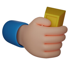 3d illustration hand hold gold bar