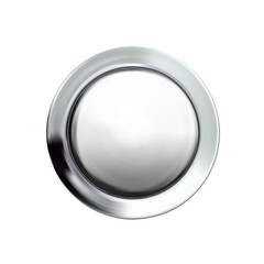 Glossy realistic chrome button silvery. Circle geometric icon technology with shadows, stainless steel for logo, design concepts, interfaces, apps or ad.  png