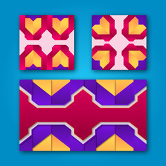 Set of colorful shapes. red, yellow and blue background color with geometric shapes for social media post and web internet ads. Vector illustration