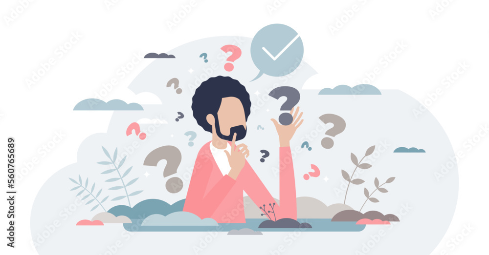 Aufkleber decision making confusion and successful option choice tiny person concept, transparent background.d
