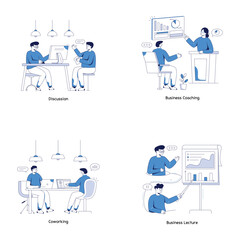 Set of Coworking Flat Illustrations