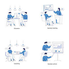 Set of Coworking Flat Illustrations 

