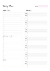 Daily Planner Calendar, KDP Interior, To Do Planner, Vector PDF, Blank Calendar