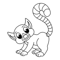 Cute lemur cartoon characters vector illustration. For kids coloring book.