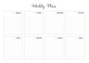 Weekly Planner Horizontal, Weekly Planner Calendar, KDP Interior, To Do Planner, Vector PDF, Blank Calendar