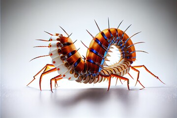 A close up of a centipede