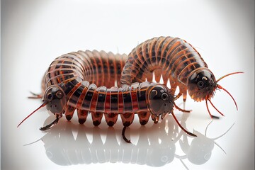 A close up of a centipede