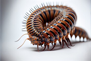 A close up of a centipede