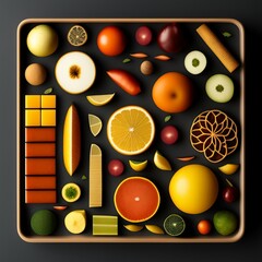 food background, food and provisions, colorful, concept art by generative ai