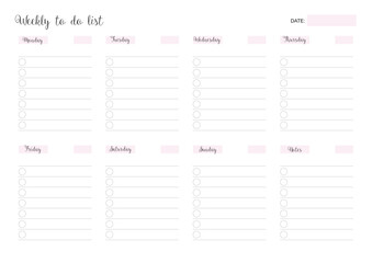 Weekly To Do List, KDP Interior, To Do Planner, Vector PDF, Blank Calendar