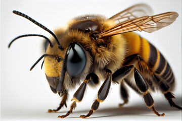 A close up of a honey bee