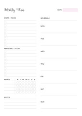 Weekly Planner, KDP Interior, To Do Planner, Vector PDF, Blank Calendar