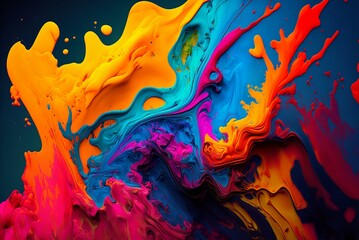 Abstract colorful with paint splashes. Colorful background, Generative AI