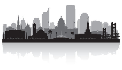 Sacramento California city skyline silhouette
